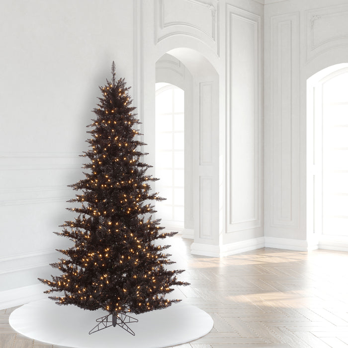 7'6"Hx52"W Fir Artificial Christmas Tree, LED Pre-Lit -Black - K161776LED
