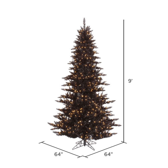 9'Hx64"W Fir Artificial Christmas Tree, LED Pre-Lit -Black - K161781LED
