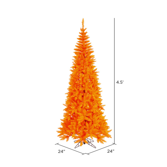 4'6"Hx24"W Slim Fir Artificial Christmas Tree, Unlit -Orange - K162245