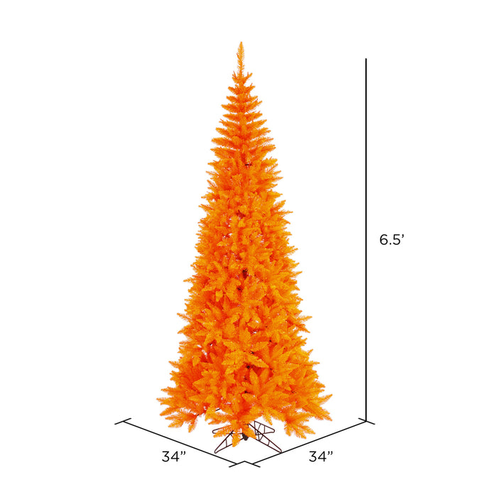 6'6"Hx34"W Slim Fir Artificial Christmas Tree, Unlit -Orange - K162265