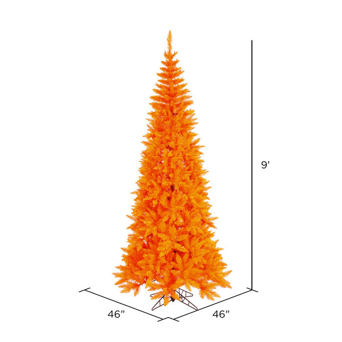 9'Hx46"W Slim Fir Artificial Christmas Tree, Unlit -Orange - K162280