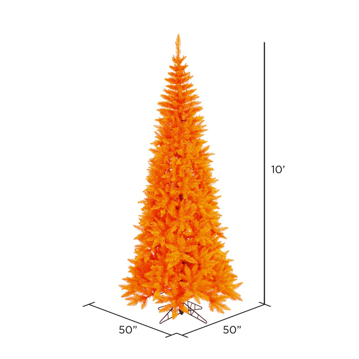 10'Hx50"W Slim Fir Artificial Christmas Tree, Unlit -Orange - K162285