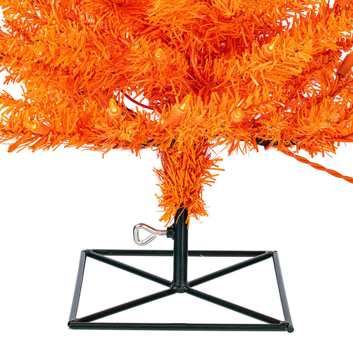 2'Hx20"W Fir Artificial Christmas Tree, LED Pre-Lit (Orange) -Orange - K162321LED
