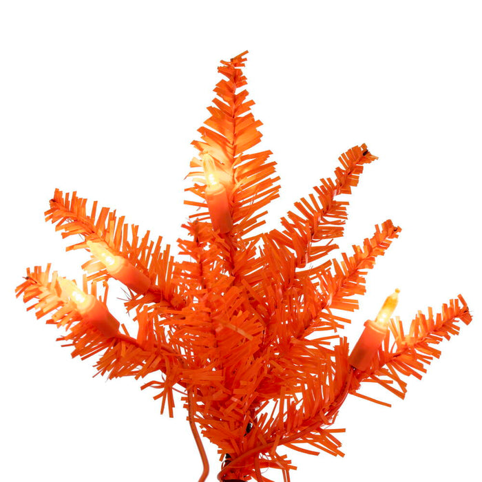 2'Hx20"W Fir Artificial Christmas Tree, LED Pre-Lit (Orange) -Orange - K162321LED
