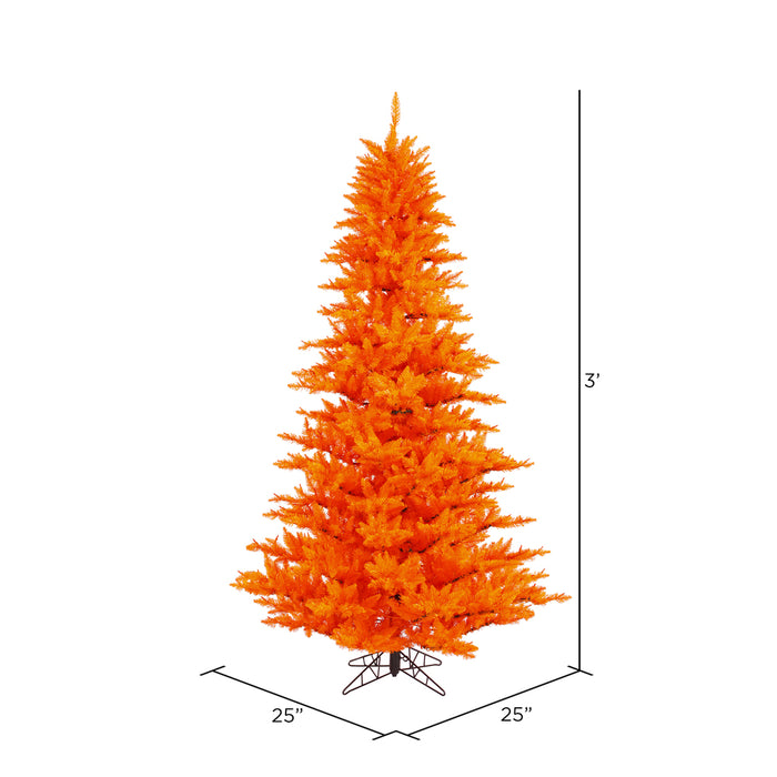 3'Hx25"W Fir Artificial Christmas Tree, Unlit -Orange - K162330