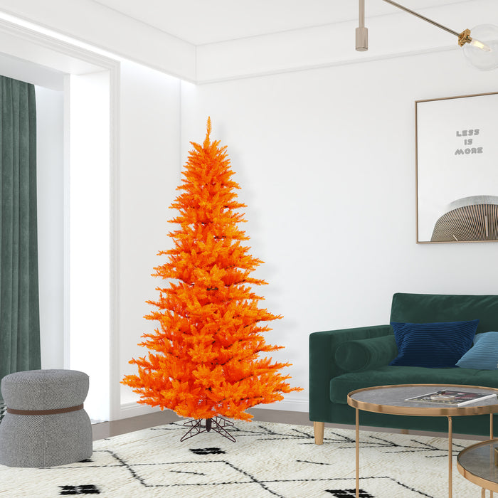 7'6"Hx52"W Fir Artificial Christmas Tree, Unlit -Orange - K162375