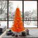 7'6"Hx52"W Fir Artificial Christmas Tree, LED Pre-Lit (Orange) -Orange - K162376LED