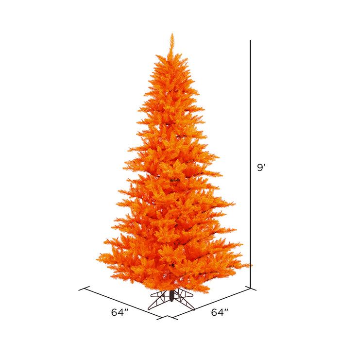 9'Hx64"W Fir Artificial Christmas Tree, Unlit -Orange - K162380