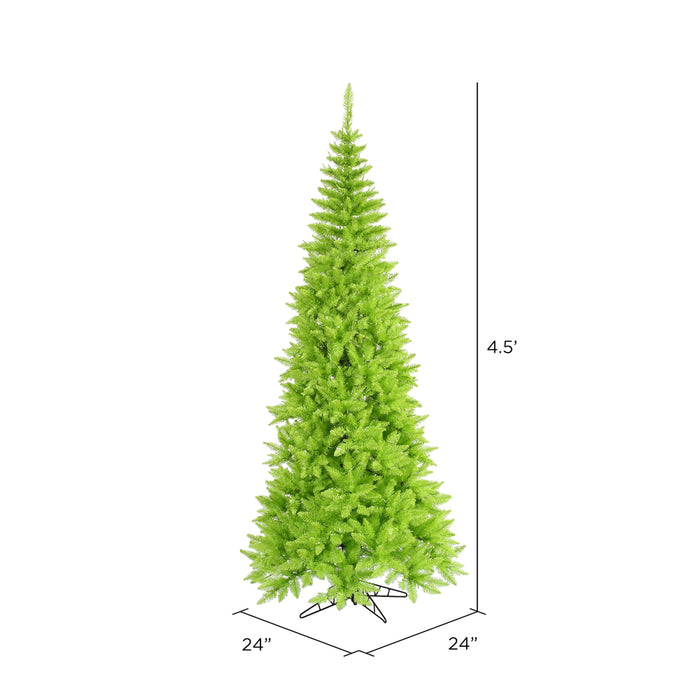 4'6"Hx24"W Slim Fir Artificial Christmas Tree, Unlit -Lime - K162545