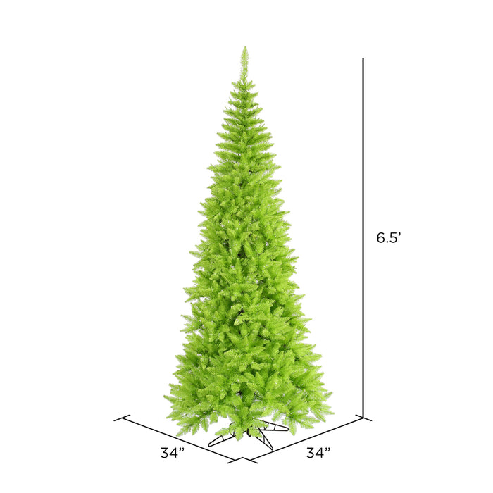 6'6"Hx34"W Slim Fir Artificial Christmas Tree, Unlit -Lime - K162565