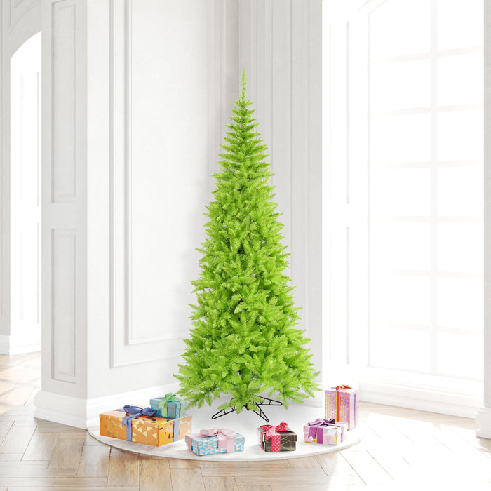 6'6"Hx34"W Slim Fir Artificial Christmas Tree, Unlit -Lime - K162565