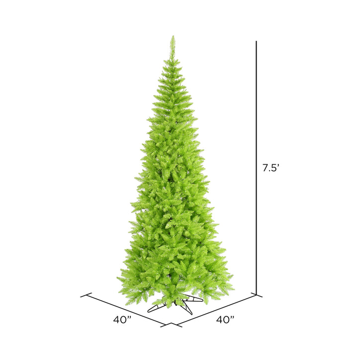 7'6"Hx40"W Slim Fir Artificial Christmas Tree, Unlit -Lime - K162575