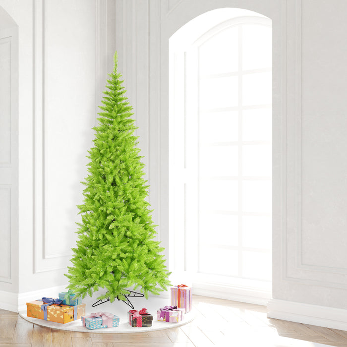 7'6"Hx40"W Slim Fir Artificial Christmas Tree, Unlit -Lime - K162575