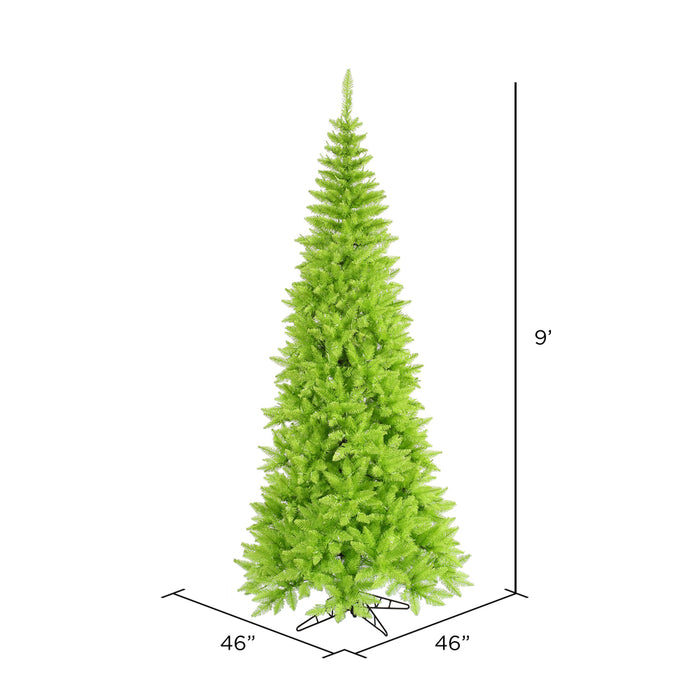 9'Hx46"W Slim Fir Artificial Christmas Tree, Unlit -Lime - K162580