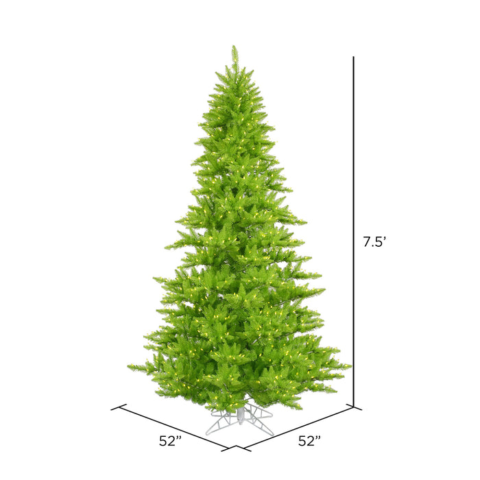 7'6"Hx52"W Fir Artificial Christmas Tree, LED Pre-Lit (Lime) -Lime - K162676LED