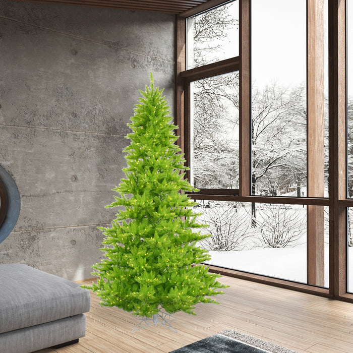 7'6"Hx52"W Fir Artificial Christmas Tree, LED Pre-Lit (Lime) -Lime - K162676LED