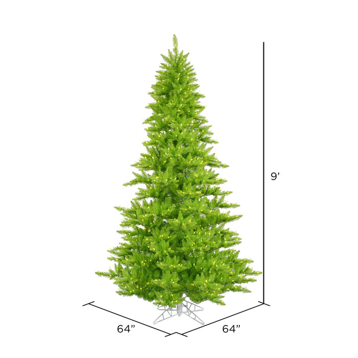 9'Hx64"W Fir Artificial Christmas Tree, LED Pre-Lit (Lime) -Lime - K162681LED