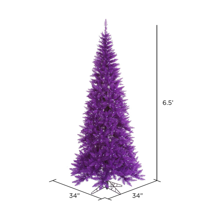 6'6"Hx34"W Slim Fir Artificial Christmas Tree, Unlit -Purple - K163065