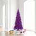 6'6"Hx34"W Slim Fir Artificial Christmas Tree, LED Pre-Lit (Purple) -Purple - K163066LED