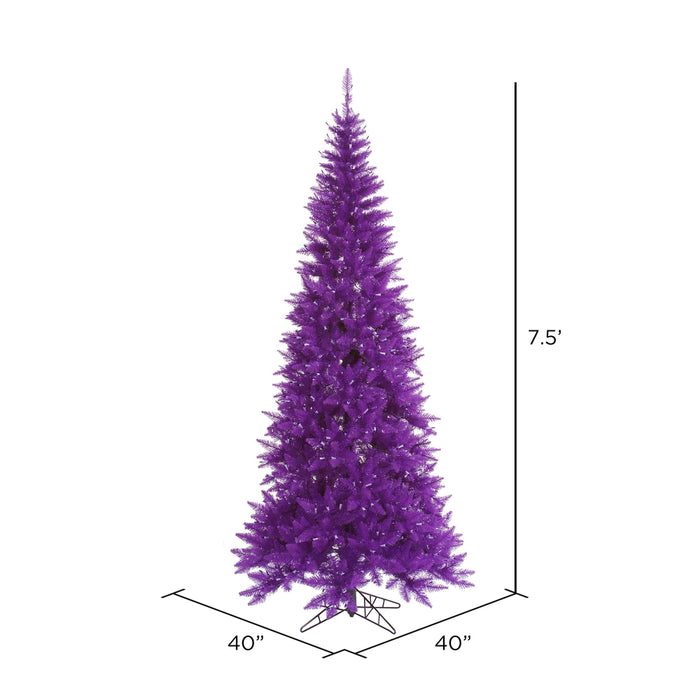 7'6"Hx40"W Slim Fir Artificial Christmas Tree, Unlit -Purple - K163075
