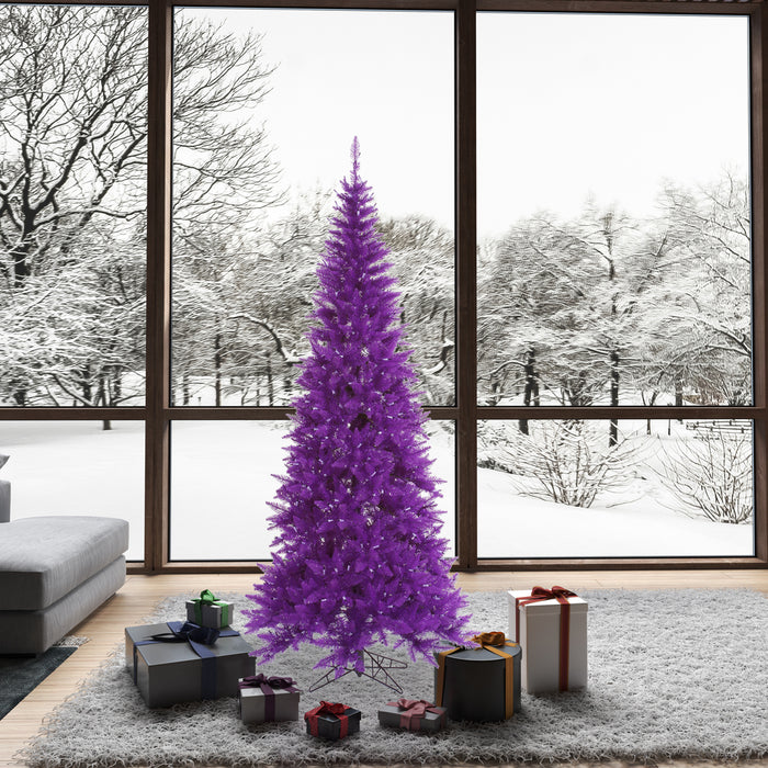 7'6"Hx40"W Slim Fir Artificial Christmas Tree, Unlit -Purple - K163075