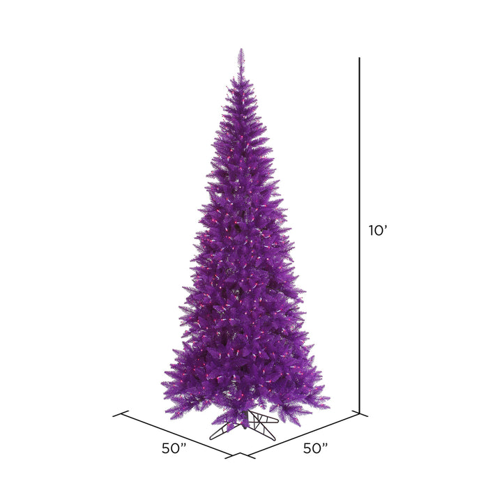 10'Hx50"W Slim Fir Artificial Christmas Tree, LED Pre-Lit (Purple) -Purple - K163086LED