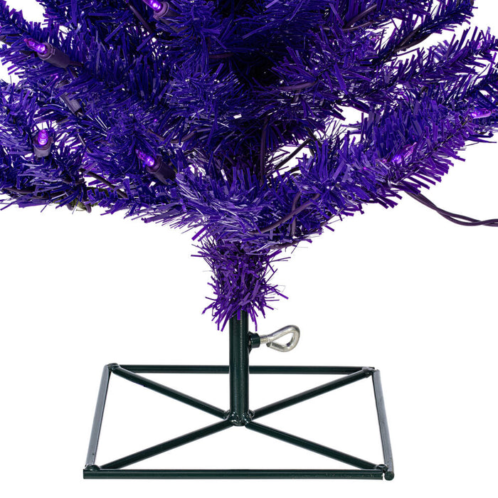 2'Hx20"W Fir Artificial Christmas Tree, LED Pre-Lit (Purple) -Purple - K163121LED