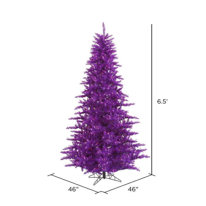 6'6"Hx46"W Fir Artificial Christmas Tree, LED Pre-Lit (Purple) -Purple - K163166LED