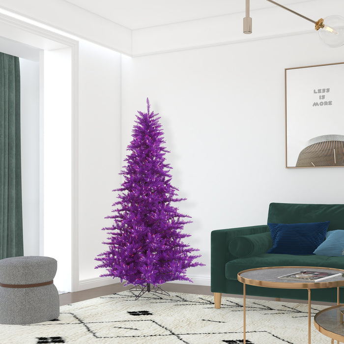 6'6"Hx46"W Fir Artificial Christmas Tree, LED Pre-Lit (Purple) -Purple - K163166LED