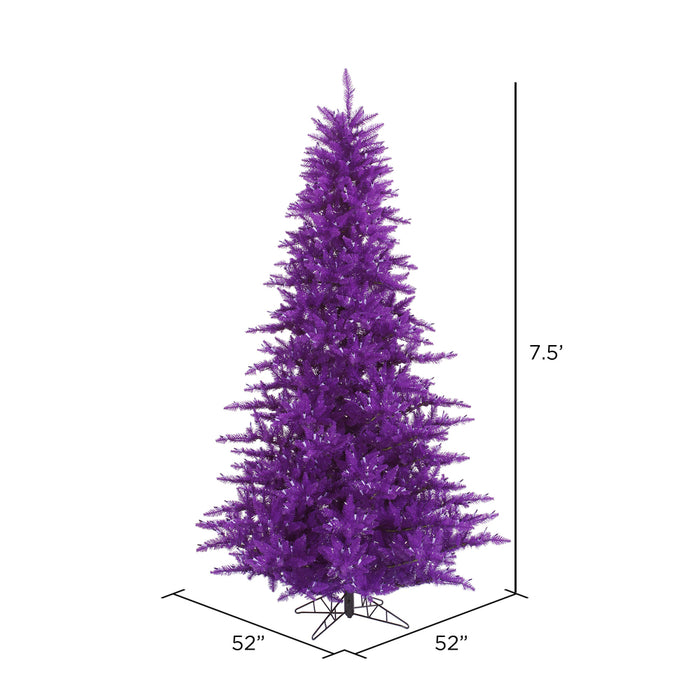 7'6"Hx52"W Fir Artificial Christmas Tree, Unlit -Purple - K163175