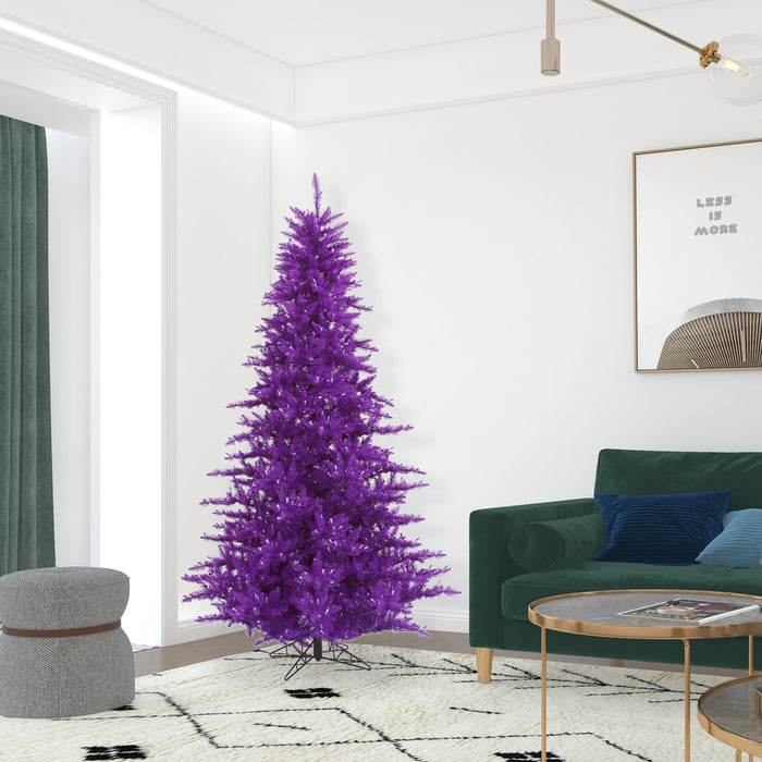7'6"Hx52"W Fir Artificial Christmas Tree, Unlit -Purple - K163175