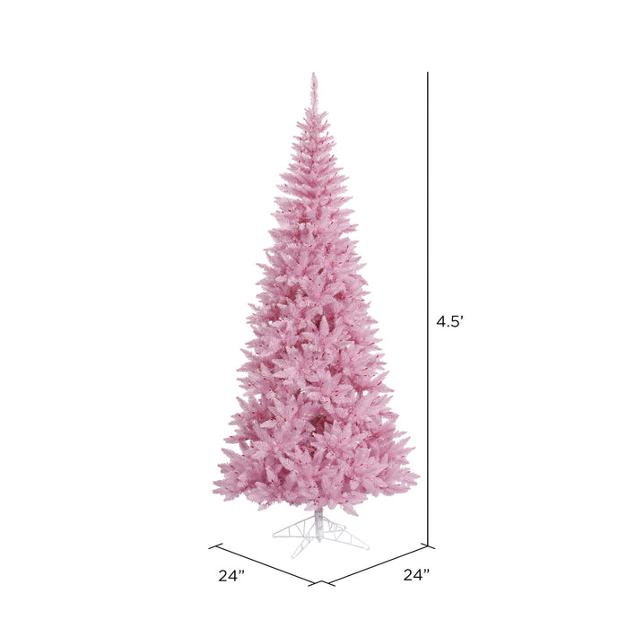 4'6"Hx24"W Slim Fir Artificial Christmas Tree, Unlit -Pink - K163645