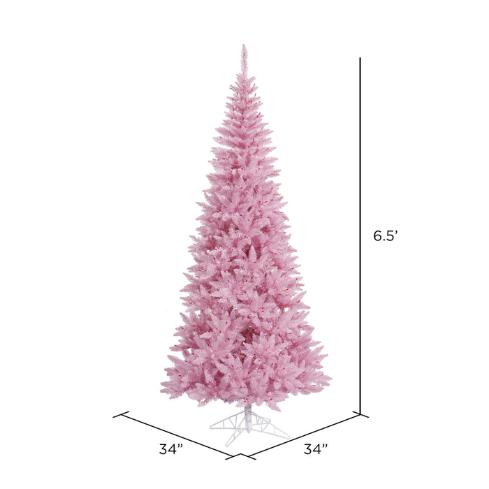 6'6"Hx34"W Slim Fir Artificial Christmas Tree, Unlit -Pink - K163665