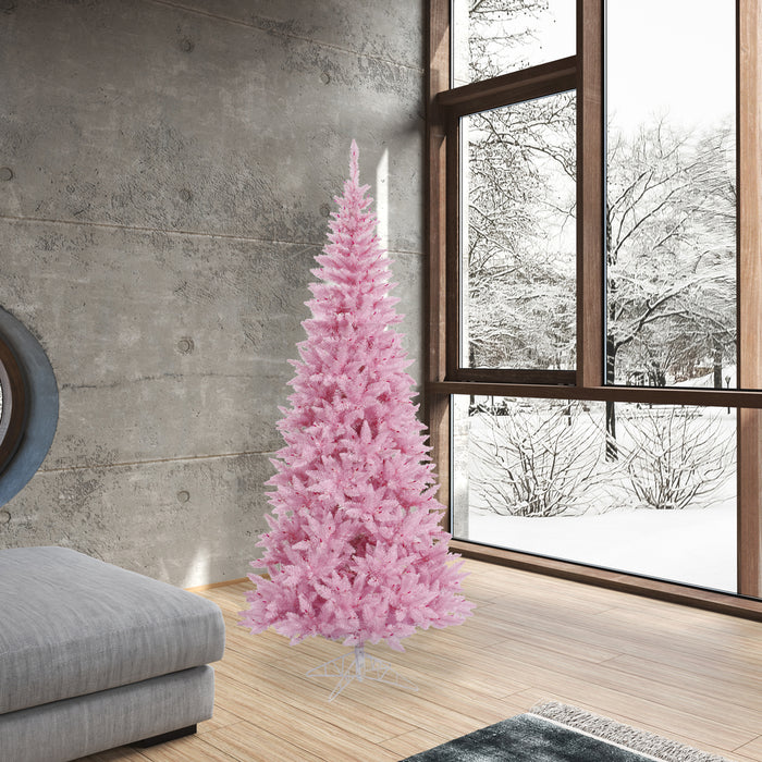 6'6"Hx34"W Slim Fir Artificial Christmas Tree, Unlit -Pink - K163665