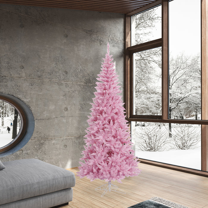 7'6"Hx40"W Slim Fir Artificial Christmas Tree, Unlit -Pink - K163675