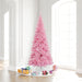 7'6"Hx40"W Slim Fir Artificial Christmas Tree, LED Pre-Lit (Pink) -Pink - K163676LED