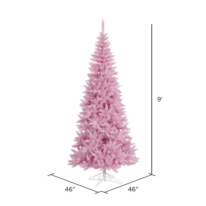 9'Hx46"W Slim Fir Artificial Christmas Tree, Unlit -Pink - K163680