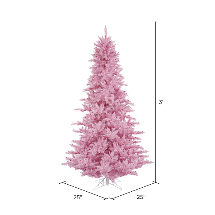 3'Hx25"W Fir Artificial Christmas Tree, Unlit -Pink - K163730