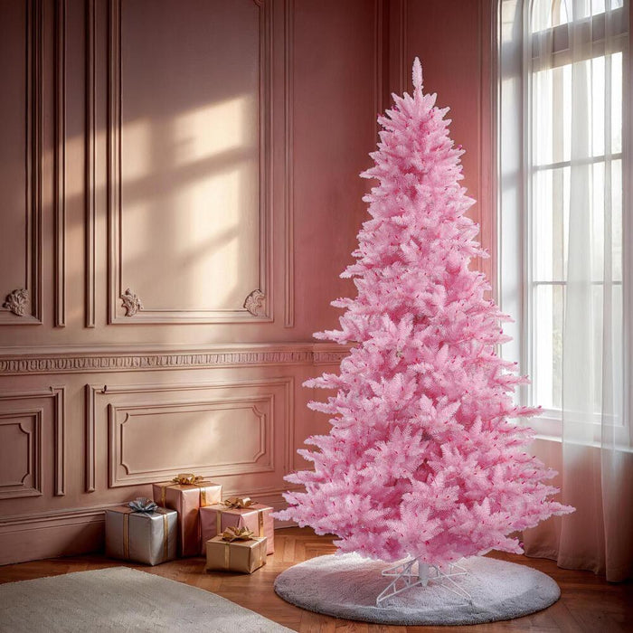 5'6"Hx42"W Fir Artificial Christmas Tree, Unlit -Pink - K163755