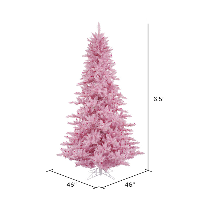 6'6"Hx46"W Fir Artificial Christmas Tree, Unlit -Pink - K163765