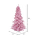 6'6"Hx46"W Fir Artificial Christmas Tree, Unlit -Pink - K163765