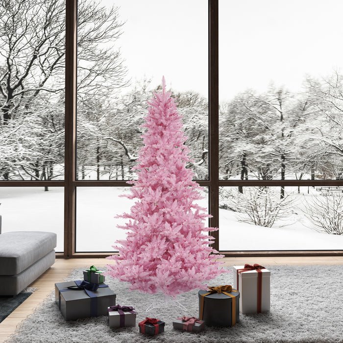 6'6"Hx46"W Fir Artificial Christmas Tree, Unlit -Pink - K163765