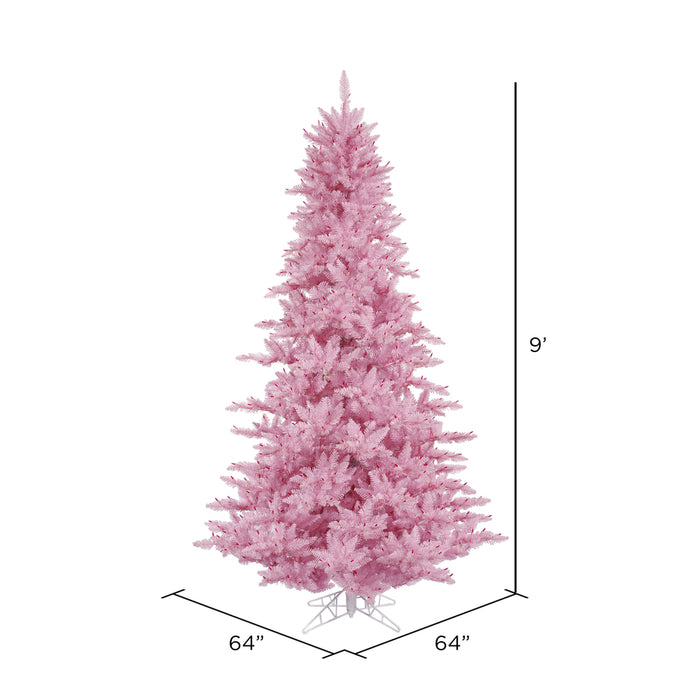 9'Hx64"W Fir Artificial Christmas Tree, Unlit -Pink - K163780