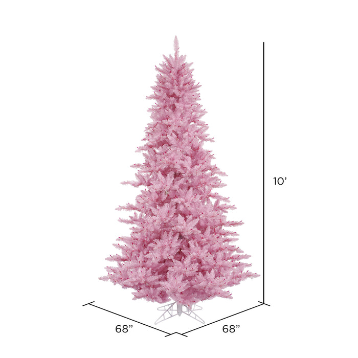 10'Hx68"W Fir Artificial Christmas Tree, Unlit -Pink - K163785
