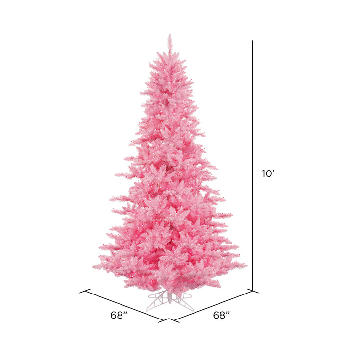 10'Hx68"W Fir Artificial Christmas Tree, LED Pre-Lit (Pink) -Pink - K163786LED