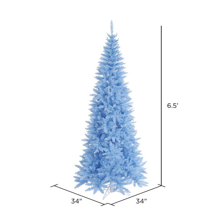 6'6"Hx34"W Slim Fir Artificial Christmas Tree, Unlit -Sky Blue - K164165