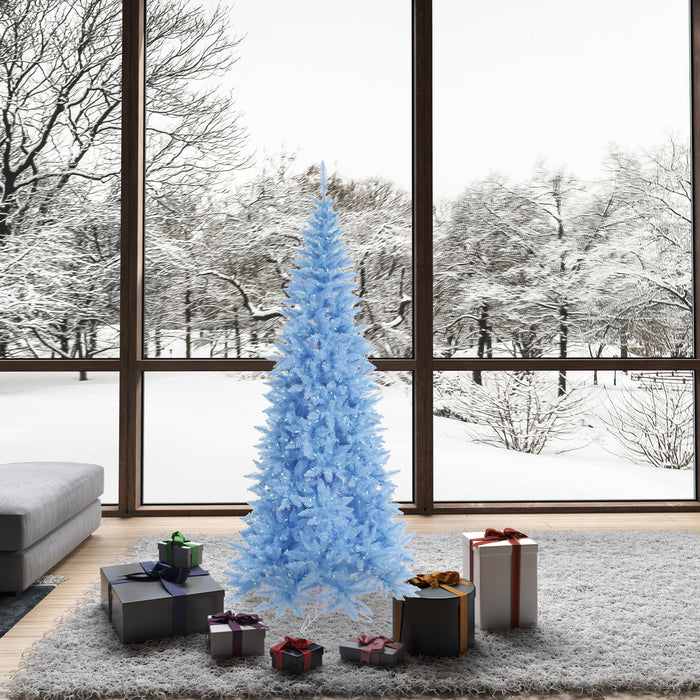 6'6"Hx34"W Slim Fir Artificial Christmas Tree, LED Pre-Lit (Sky Blue) -Sky Blue - K164166LED