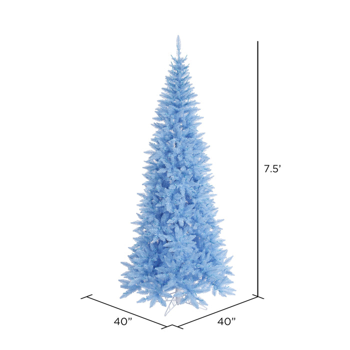 7'6"Hx40"W Slim Fir Artificial Christmas Tree, Unlit -Sky Blue - K164175