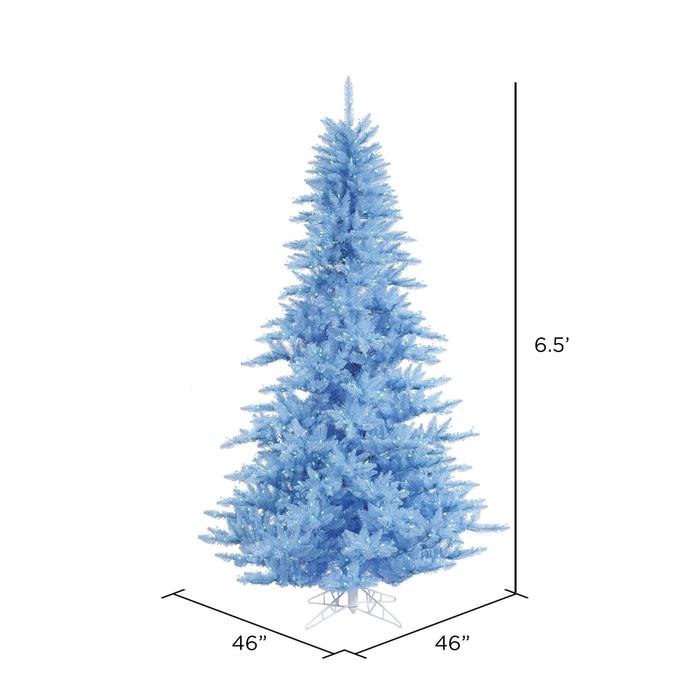 6'6"Hx46"W Fir Artificial Christmas Tree, LED Pre-Lit (Sky Blue) -Sky Blue - K164266LED