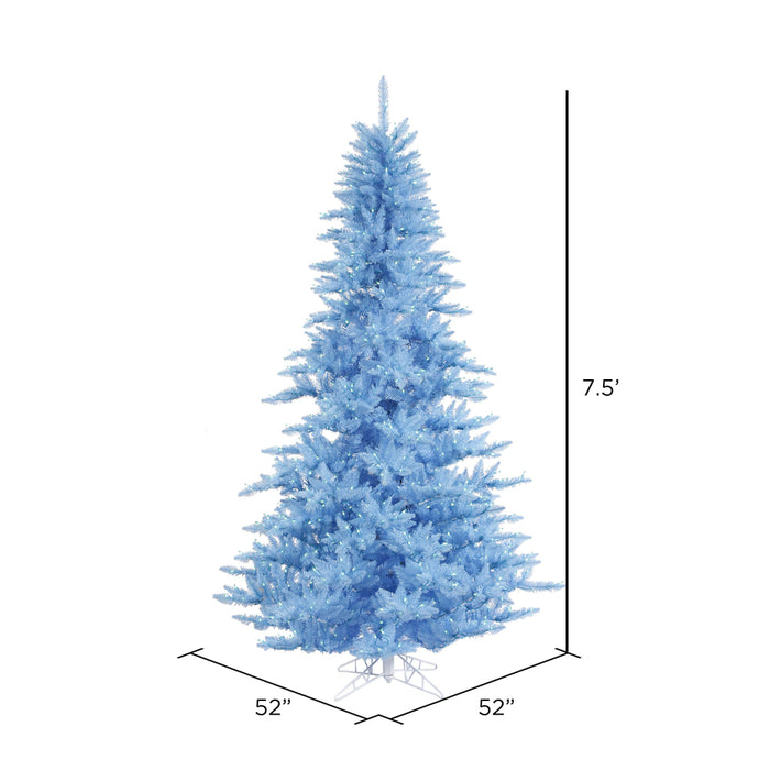 7'6"Hx52"W Fir Artificial Christmas Tree, LED Pre-Lit (Sky Blue) -Sky Blue - K164276LED